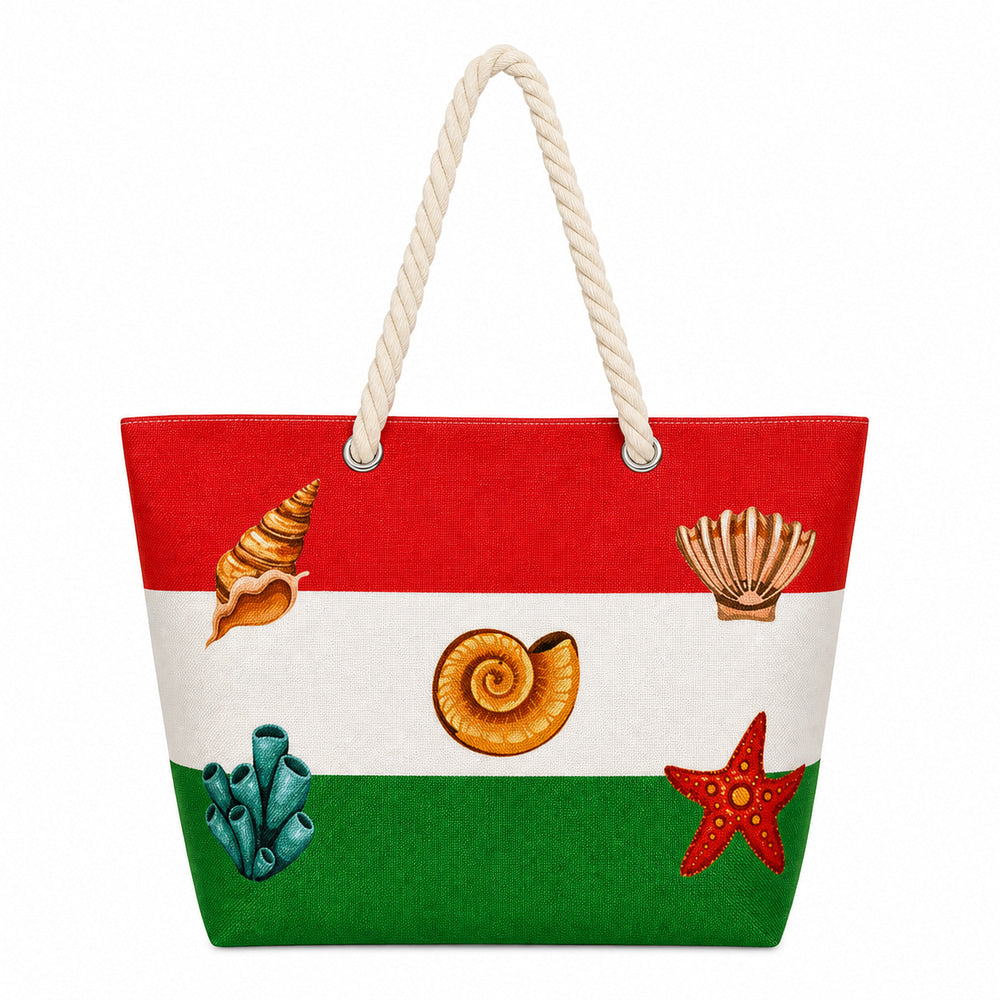 Seashell-Print Beach Tote (QS-BB-001) – product view 3