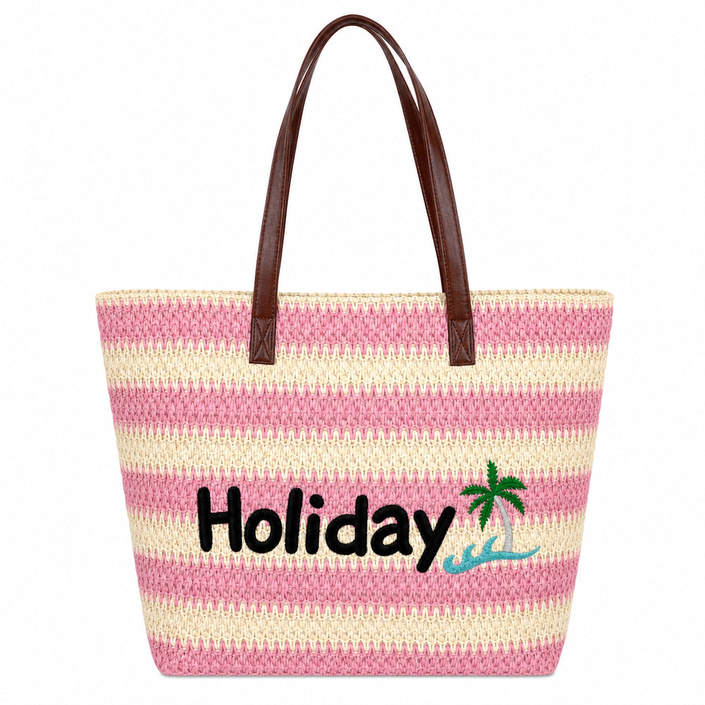 Straw-Style Holiday Beach Tote (QS-BB-003) – product view 3