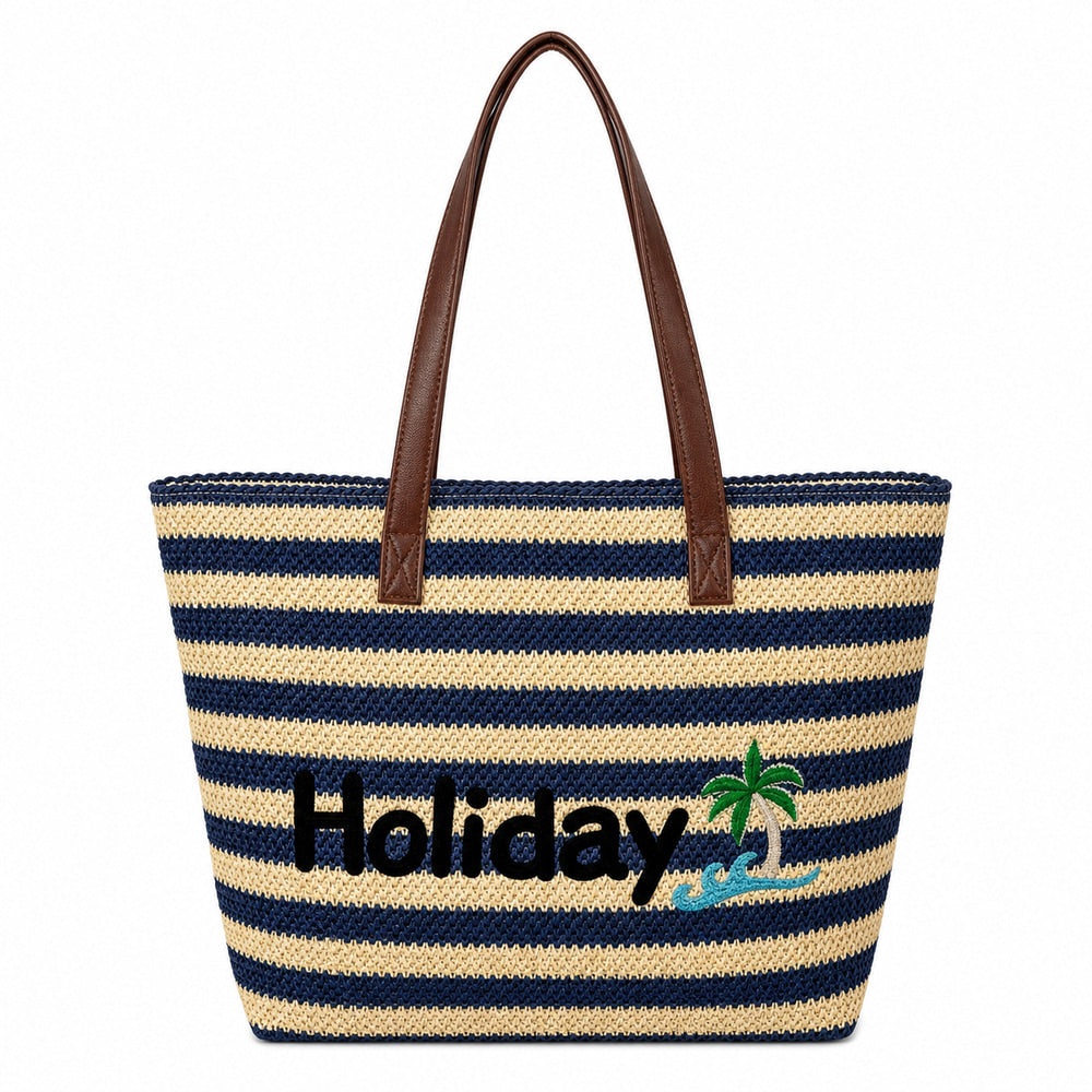 Straw-Style Holiday Beach Tote (QS-BB-003) – product view 2
