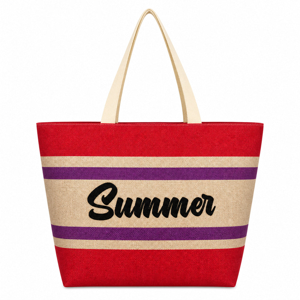Color-Block Canvas Beach Tote (QS-BB-005) – product view 1