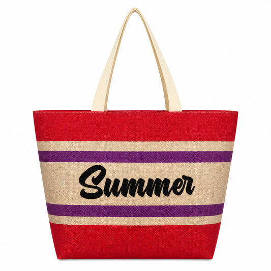 Color-Block Canvas Beach Tote (QS-BB-005) – product view 1