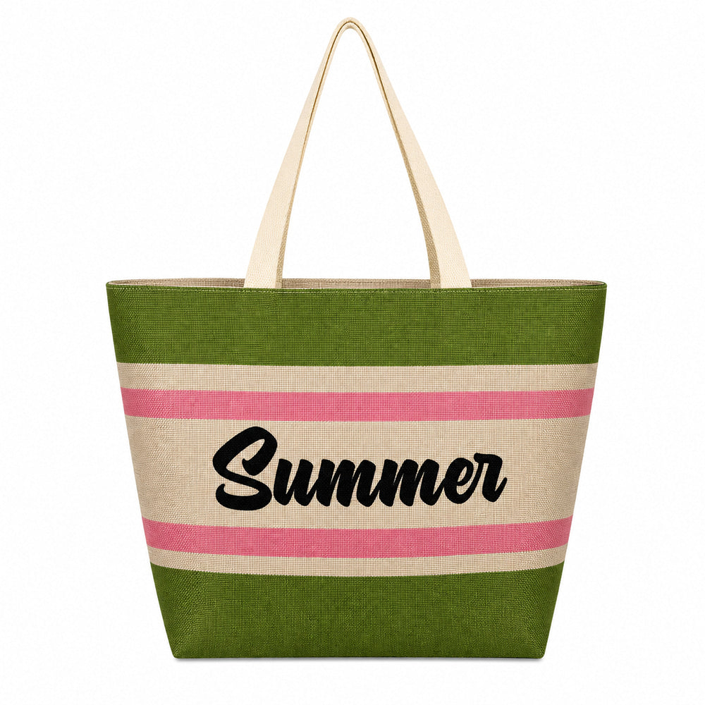 Color-Block Canvas Beach Tote (QS-BB-005) – product view 2