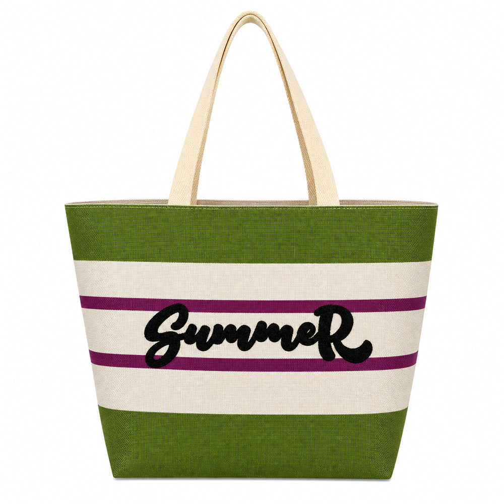Color-Block Canvas Beach Tote (QS-BB-005) – product view 3