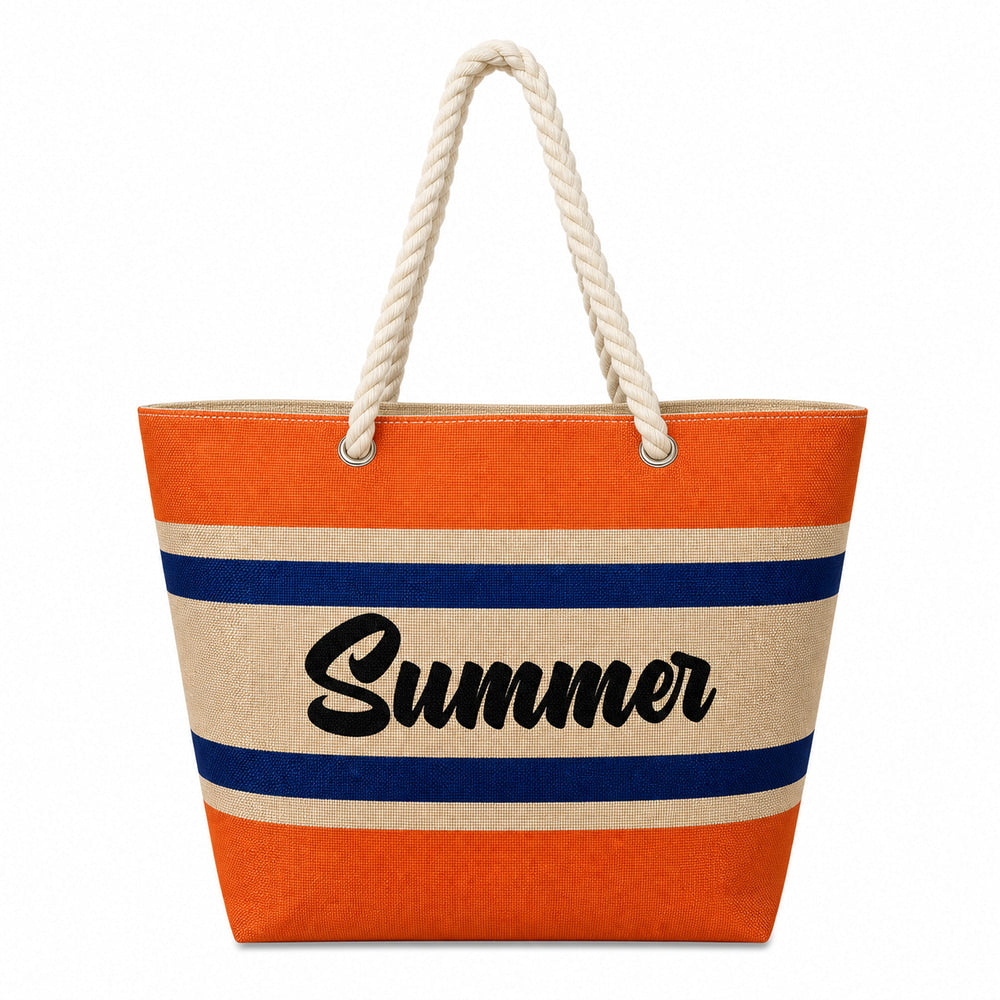 Color-Block Canvas Beach Tote (QS-BB-005) – product view 4