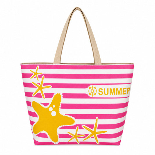 Striped Starfish Beach Tote (QS-BB-002) – product view 1