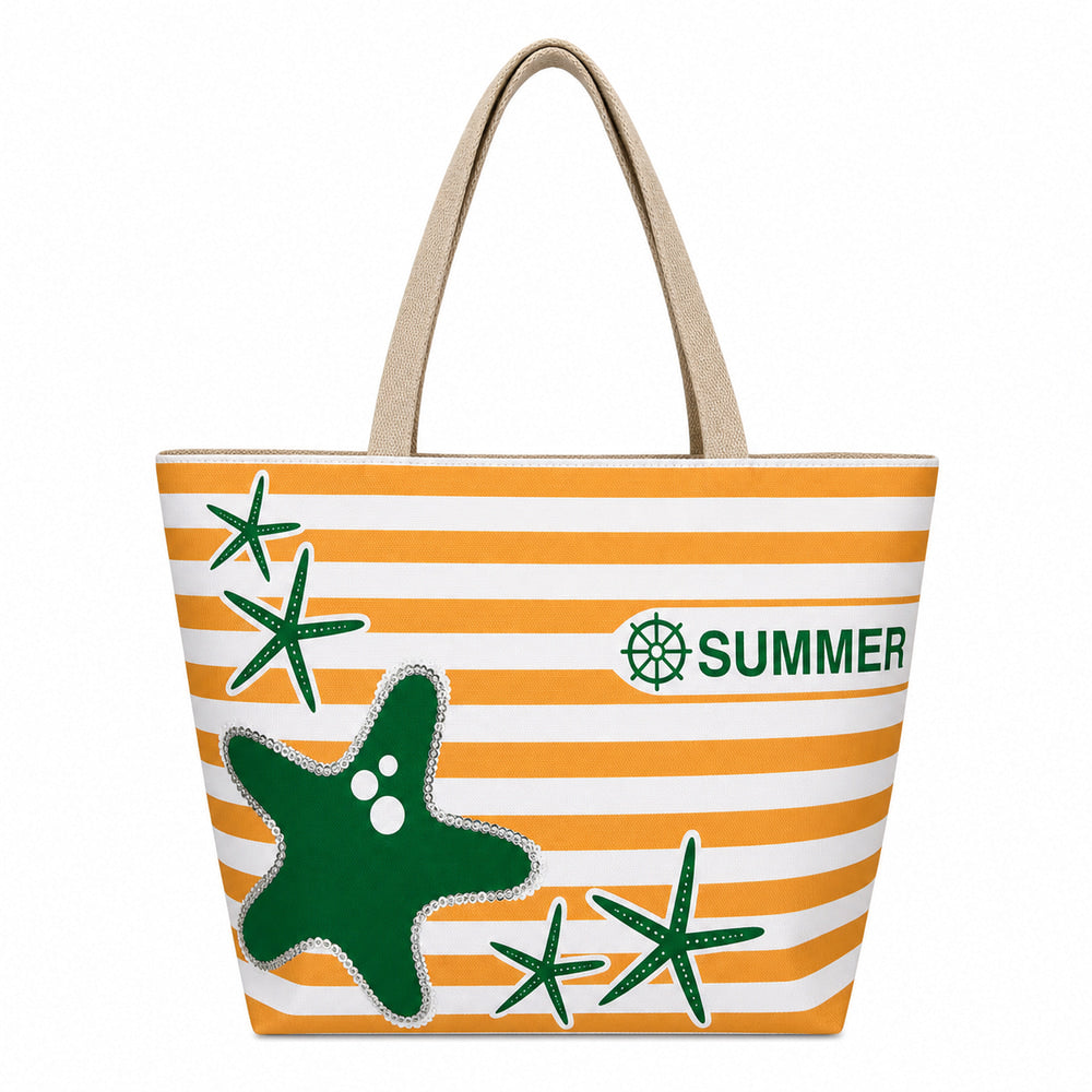 Striped Starfish Beach Tote (QS-BB-002) – product view 2