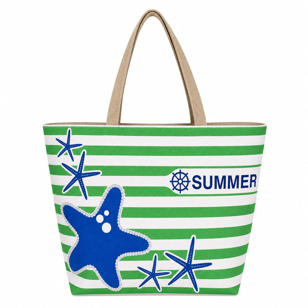 Striped Starfish Beach Tote (QS-BB-002) – product view 3
