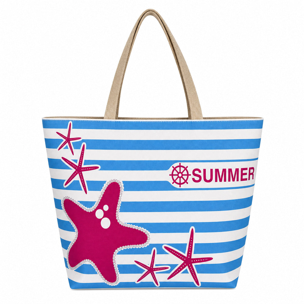 Striped Starfish Beach Tote (QS-BB-002) – product view 4