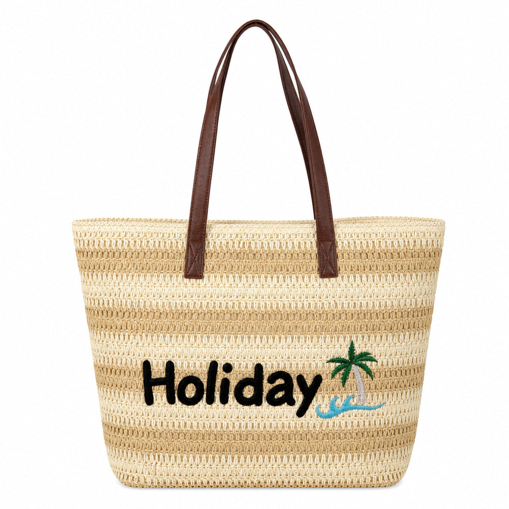 Straw-Style Holiday Beach Tote (QS-BB-003) – product view 1