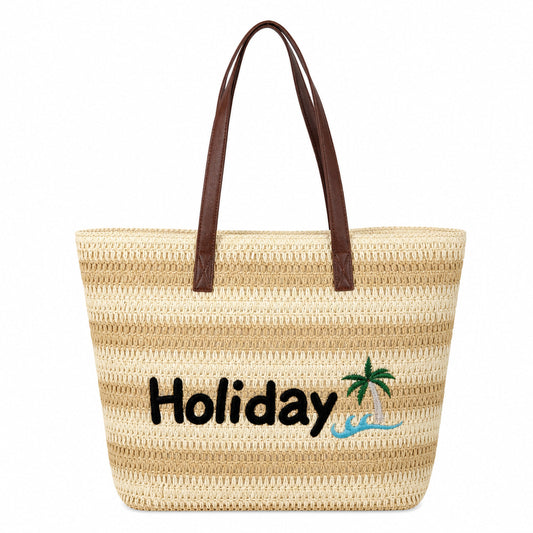 Straw-Style Holiday Beach Tote (QS-BB-003) – product view 1