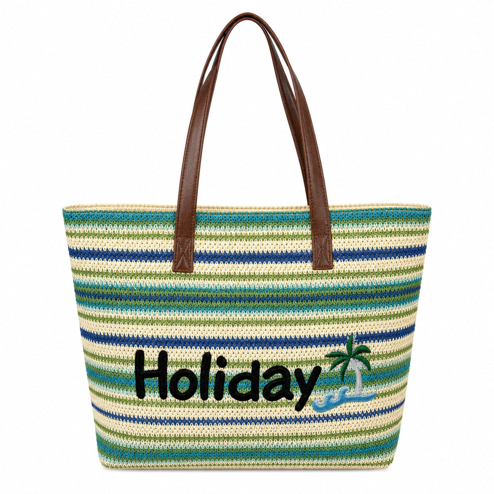 Straw-Style Holiday Beach Tote (QS-BB-003) – product view 4