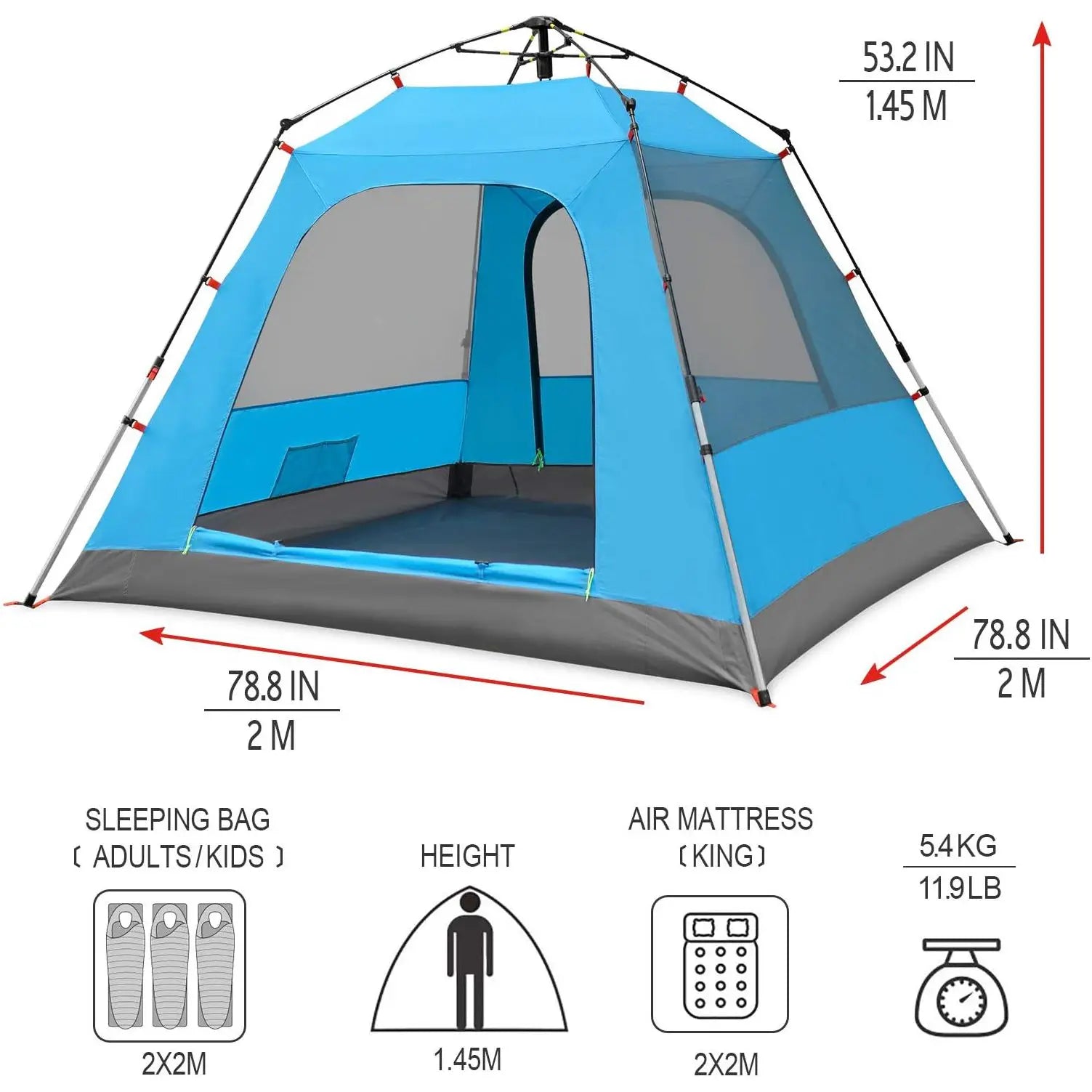 2 × 2 m Family Camping Tent (QS-CT-007) – product view 1