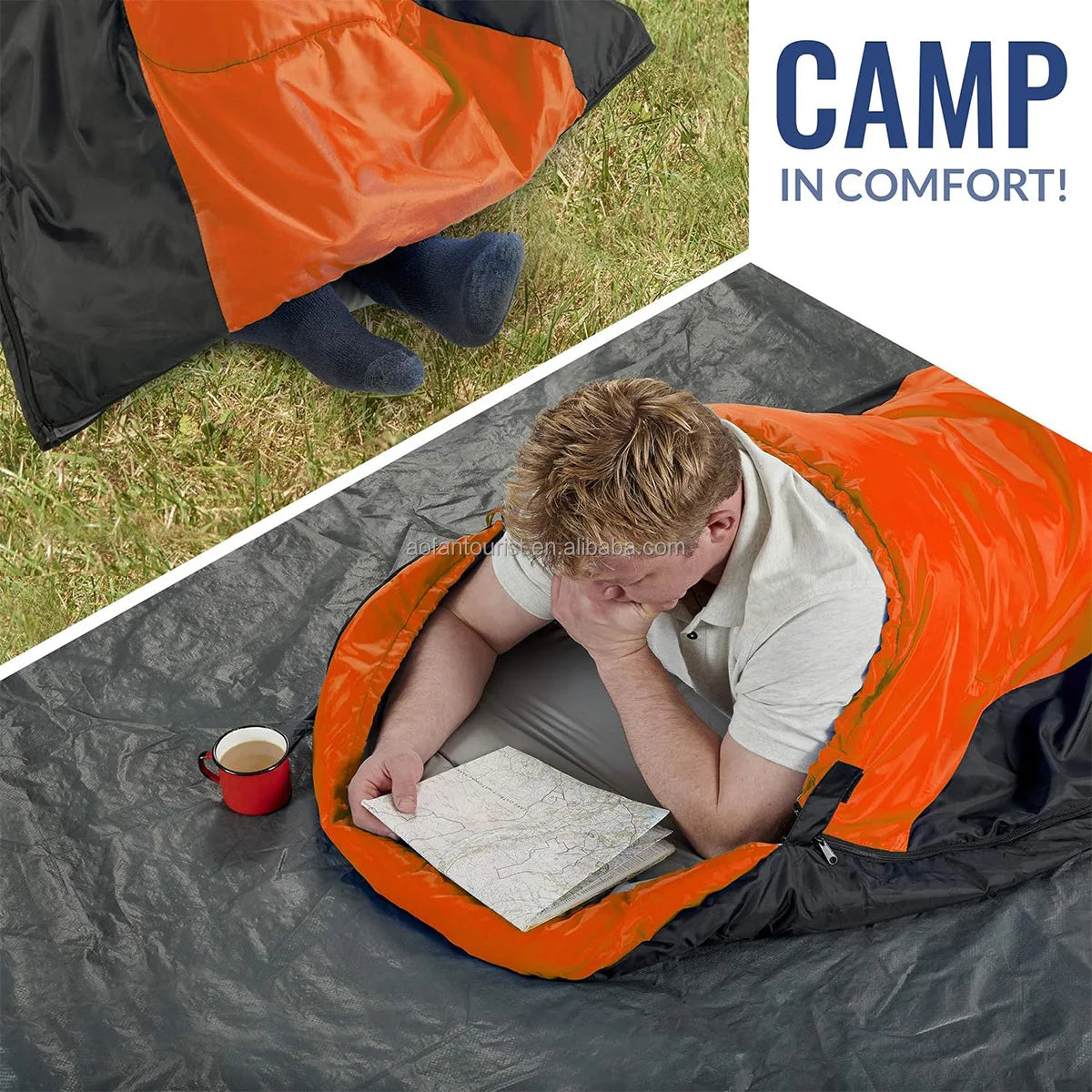 Unisex Hooded Envelope Sleeping Bag – OEM product image 4