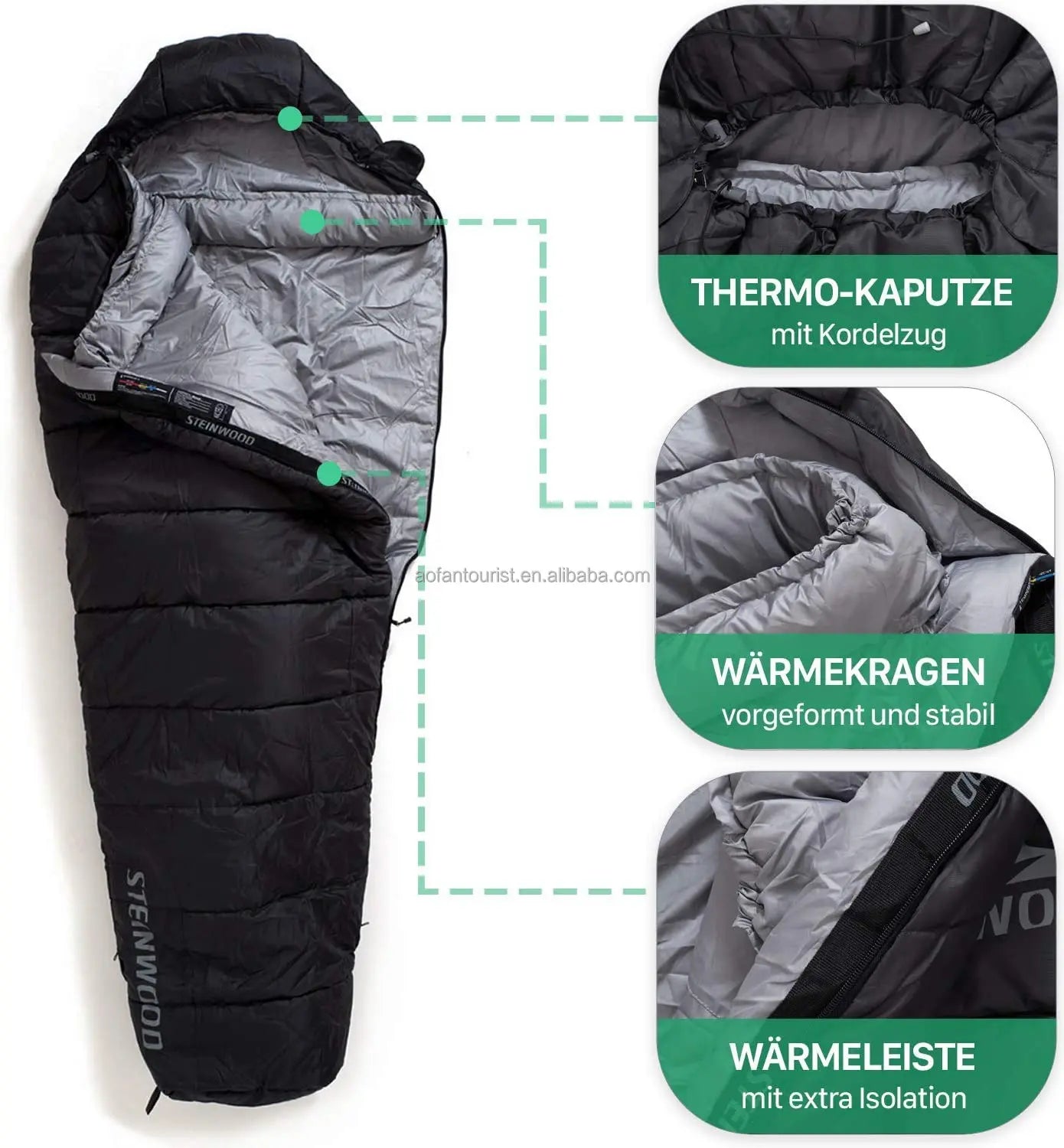 Custom-Logo Mummy Sleeping Bag (QS-SB-009) – product view 3