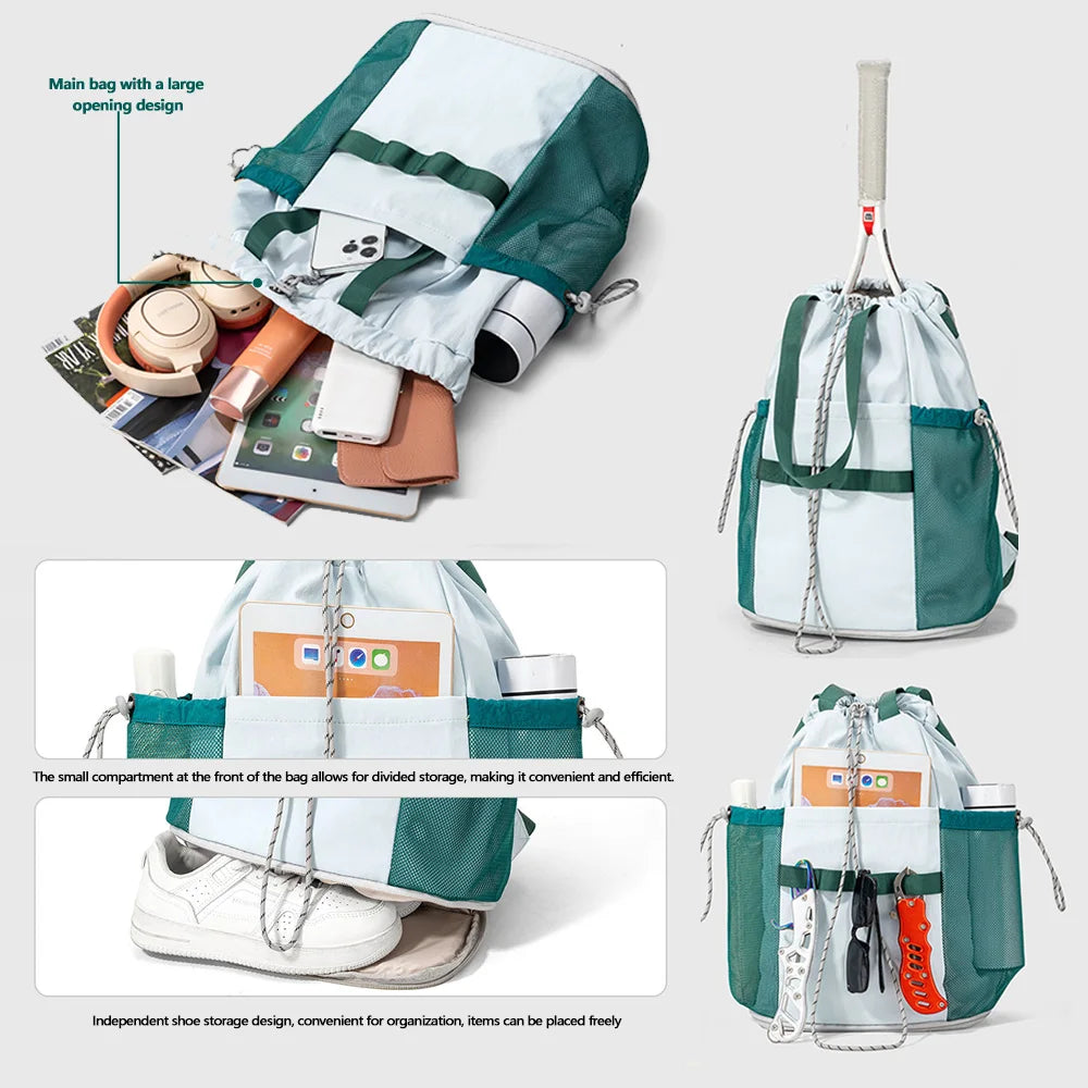 Denim Drawstring Sports Backpack (QS-BP-031) – product view 8