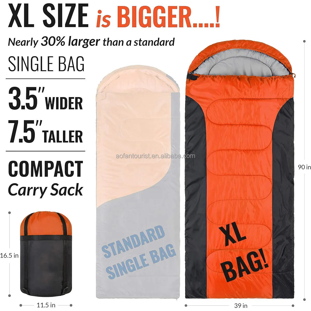 Unisex Hooded Envelope Sleeping Bag – OEM product image 6