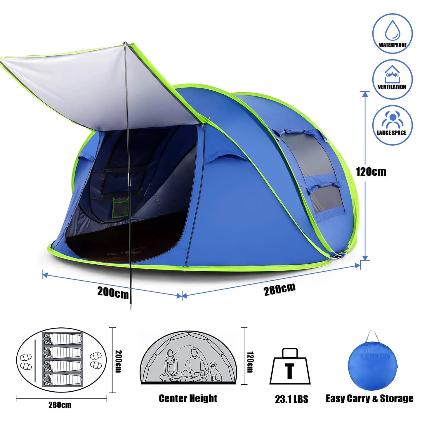 4-Person Double-Layer Ventilated Tent – OEM product image 5