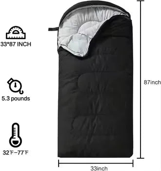 3-Season Hooded Envelope Sleeping Bag (QS-SB-010) – product view 2