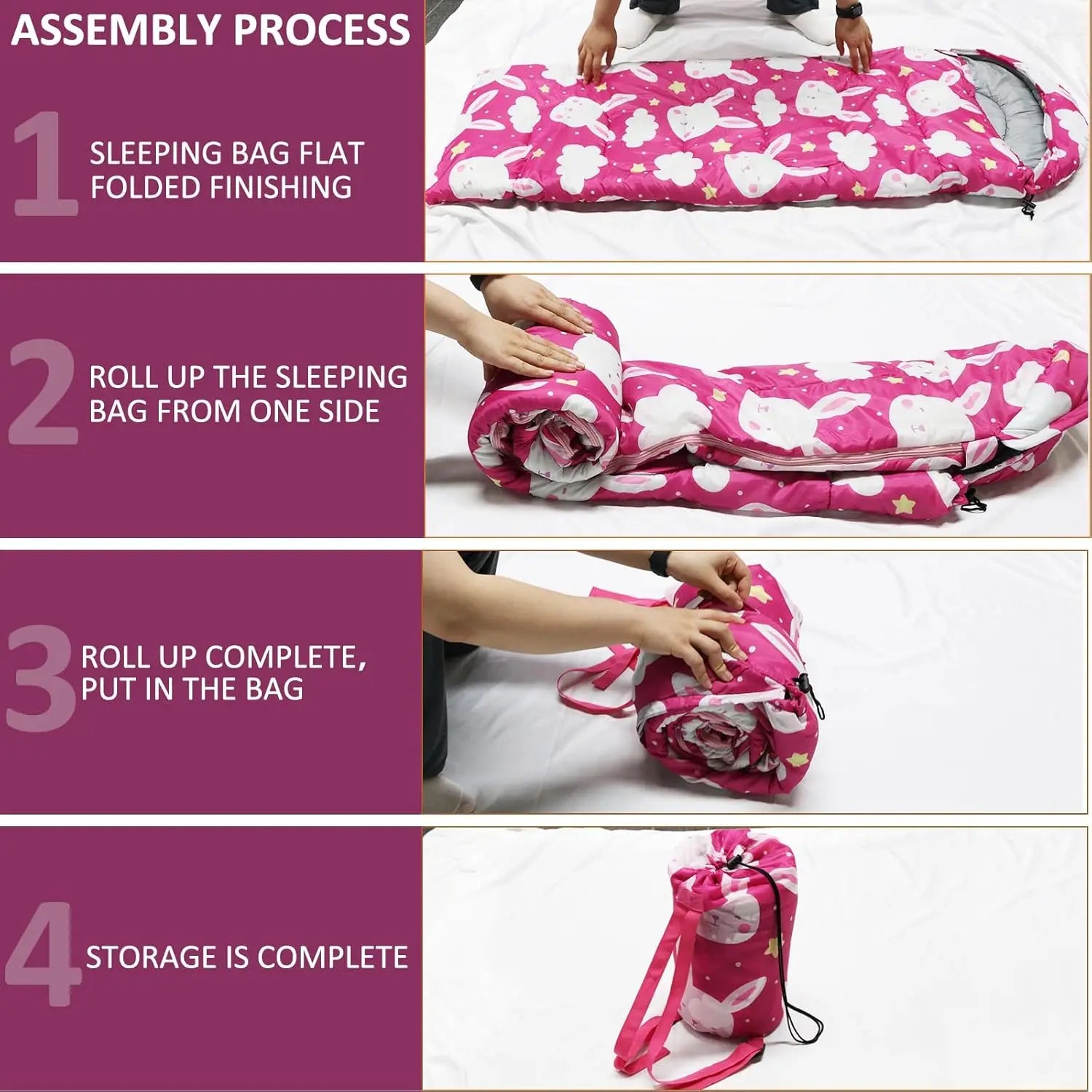 Pink Heart-Print Kids Sleeping Bag – OEM product image 5