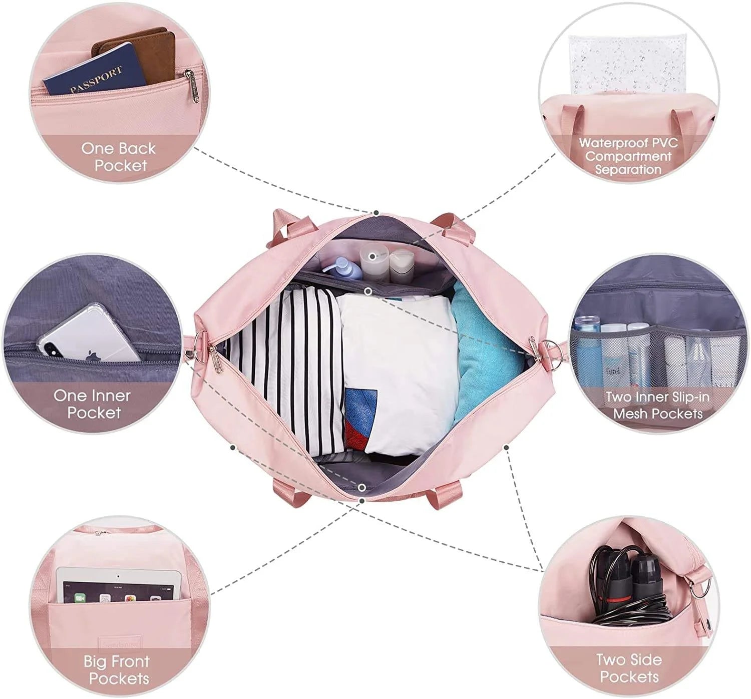 Water-Resistant Weekender Duffel (QS-DB-002) – product view 7