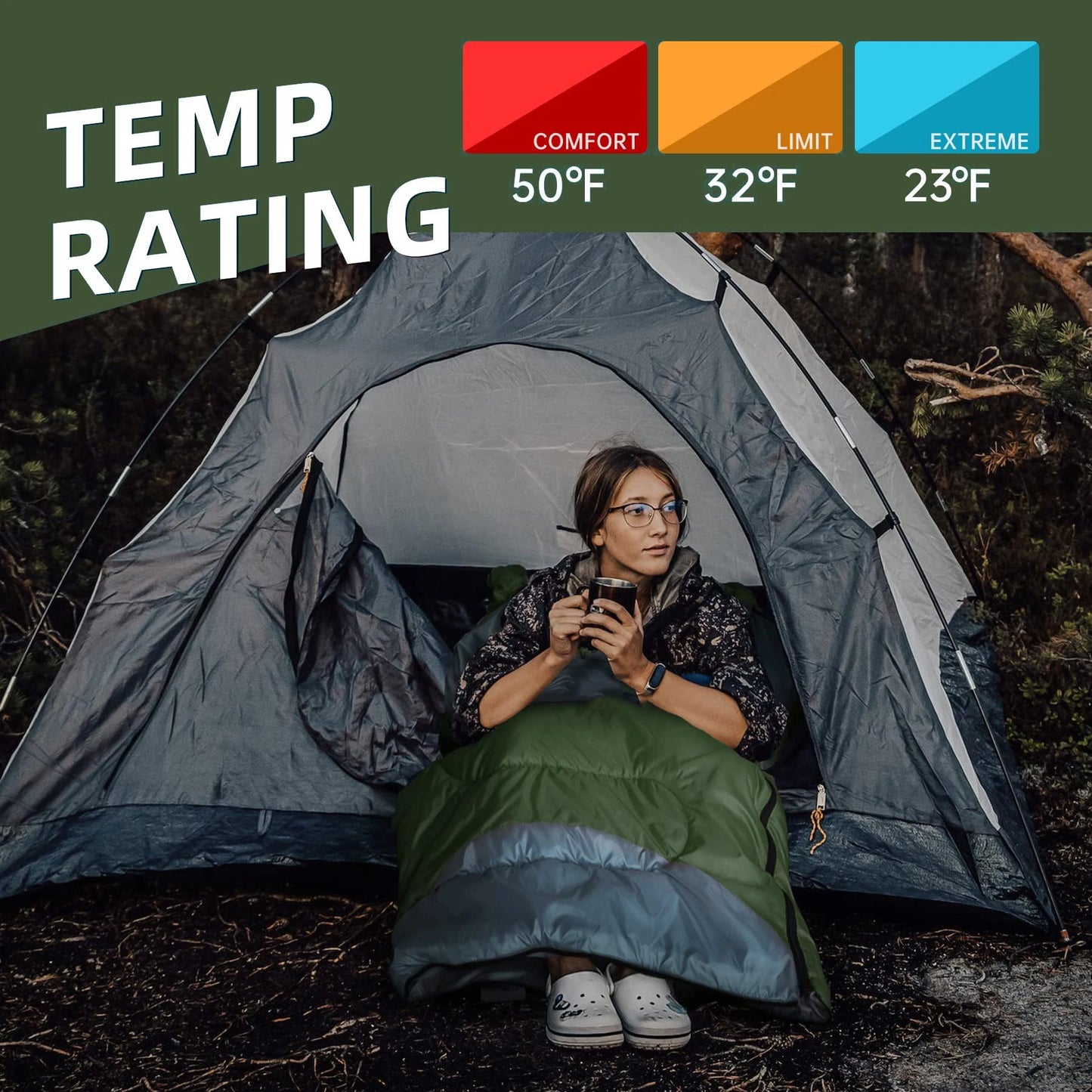 Insulated Hooded Envelope Sleeping Bag (QS-SB-008) – product view 5