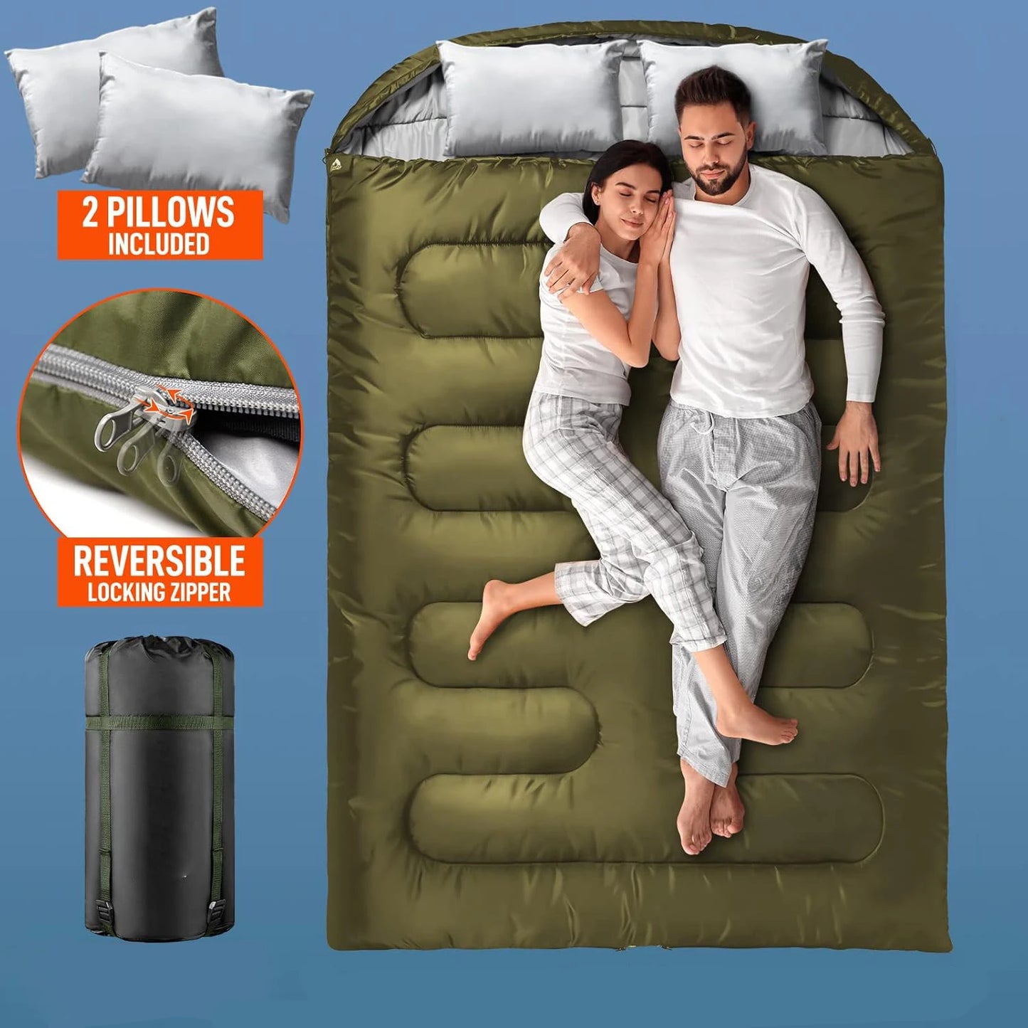 Waterproof Double Sleeping Bag for Two – OEM product image 3