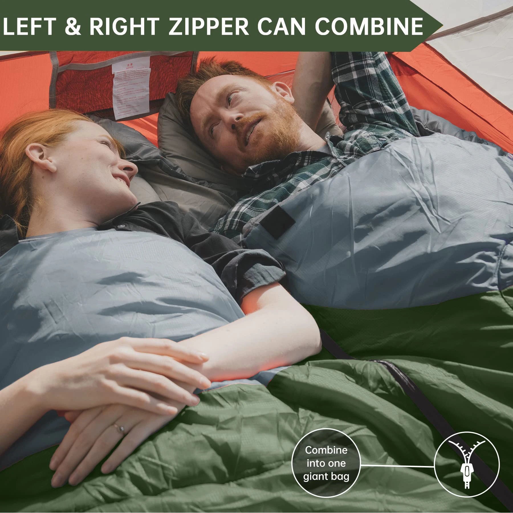 Insulated Hooded Envelope Sleeping Bag (QS-SB-008) – product view 3