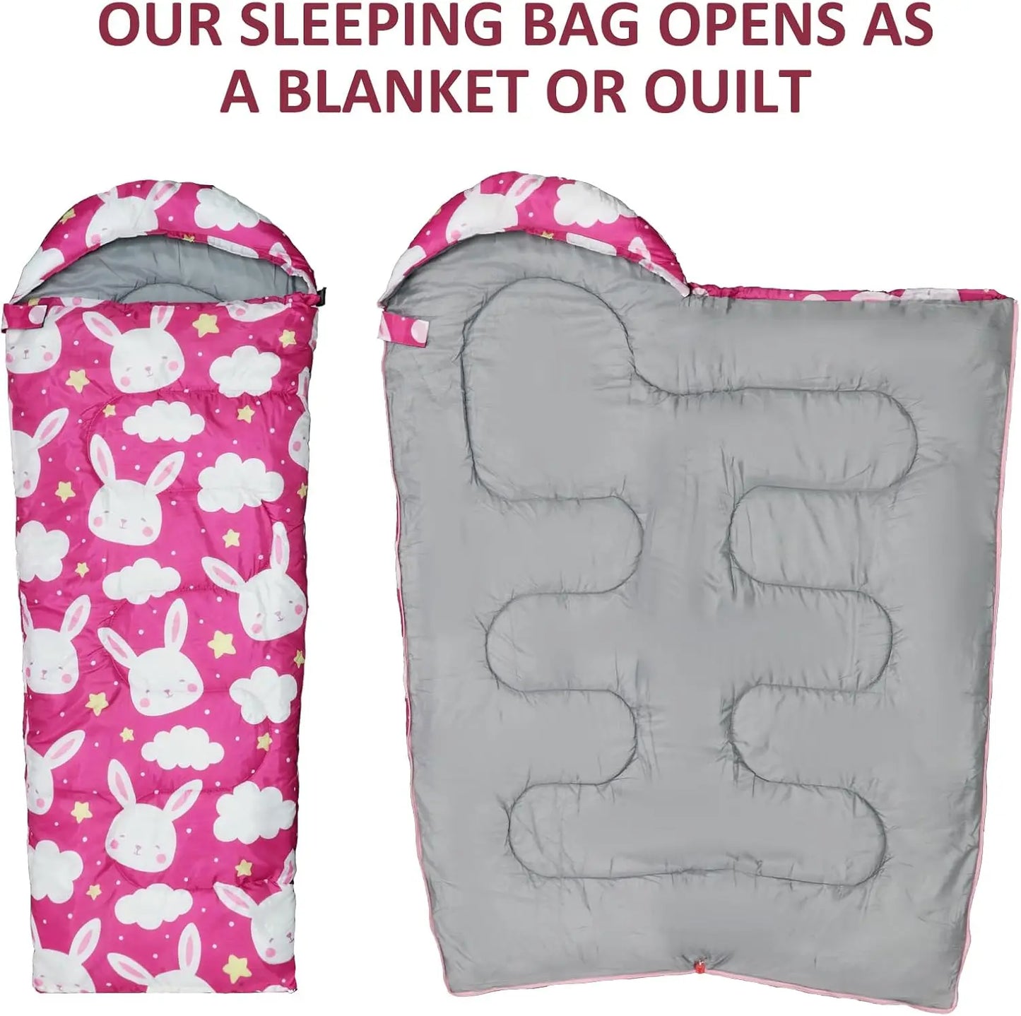 Pink Heart-Print Kids Sleeping Bag – OEM product image 3
