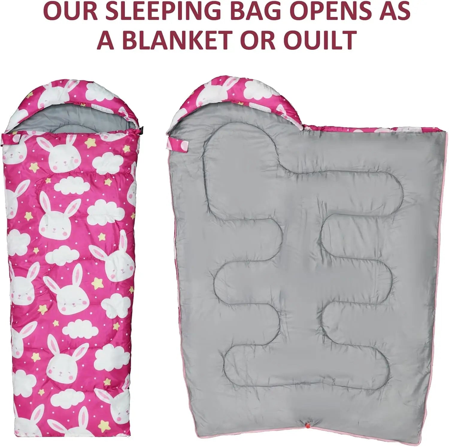 Pink Heart-Print Kids Sleeping Bag – OEM product image 3