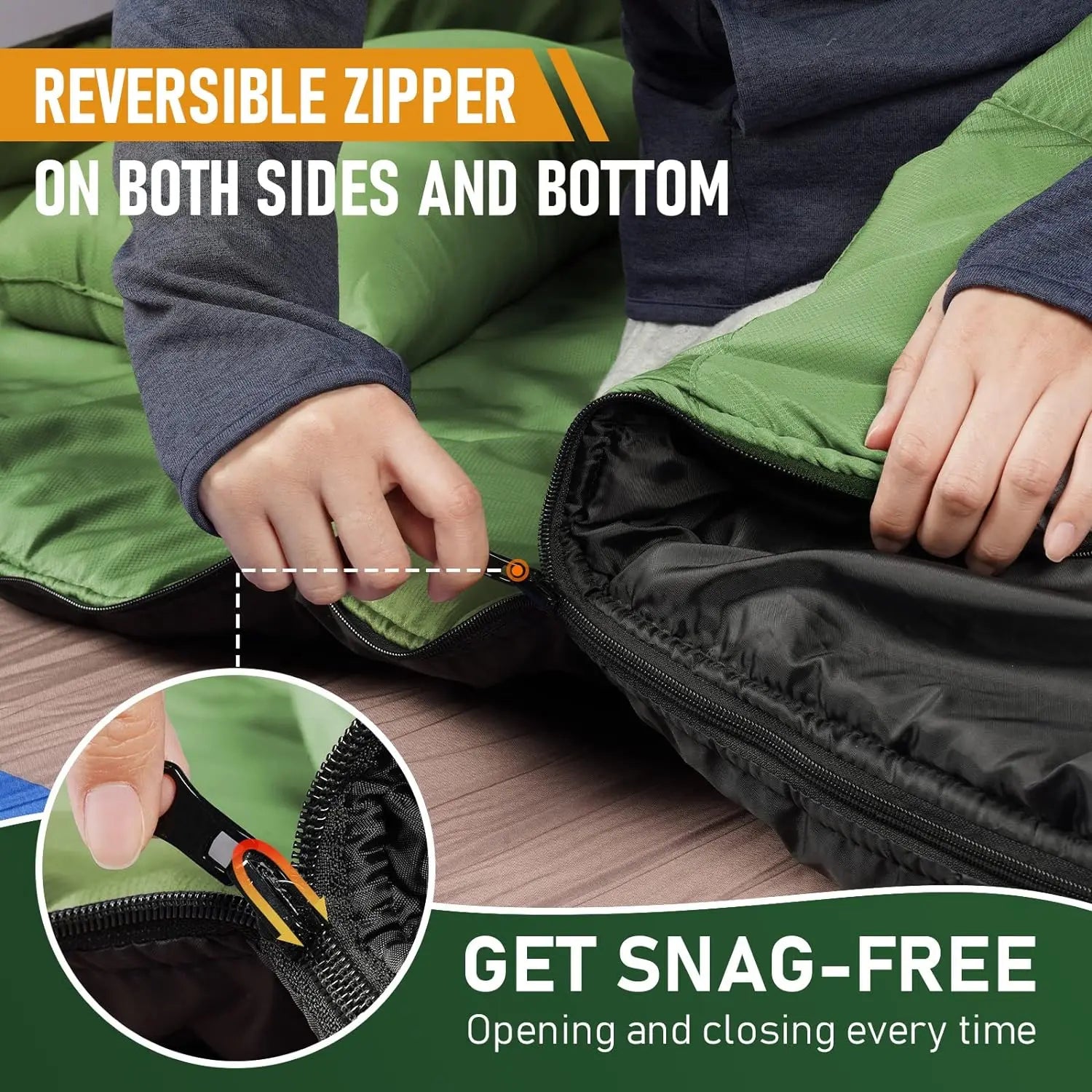 Convertible Double Sleeping Bag Set (QS-SB-012) – product view 5