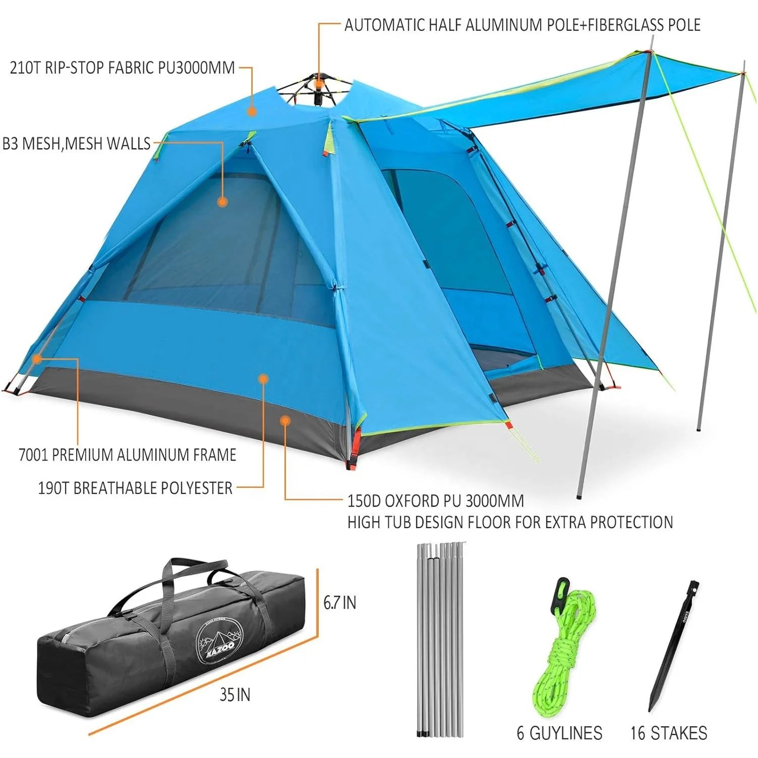 Family Tent with Front Awning (QS-CT-017) – product view 8