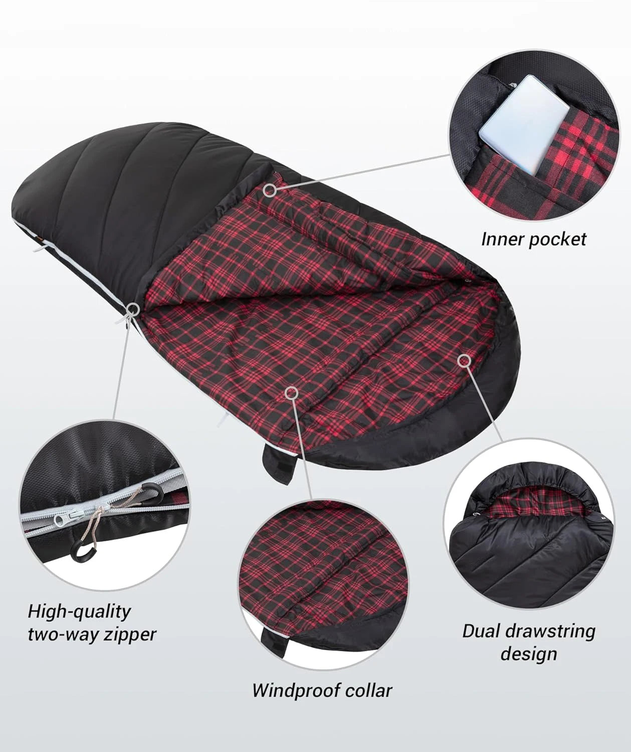 Wide Flannel Camping Sleeping Bag – OEM product image 5