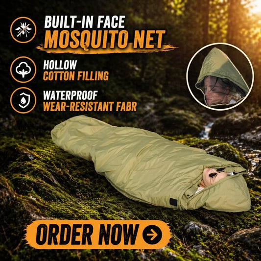 Mosquito-Net Hooded Sleeping Bag (QS-SB-002) – product view 1