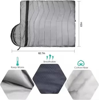 3-Season Hooded Envelope Sleeping Bag (QS-SB-010) – product view 4