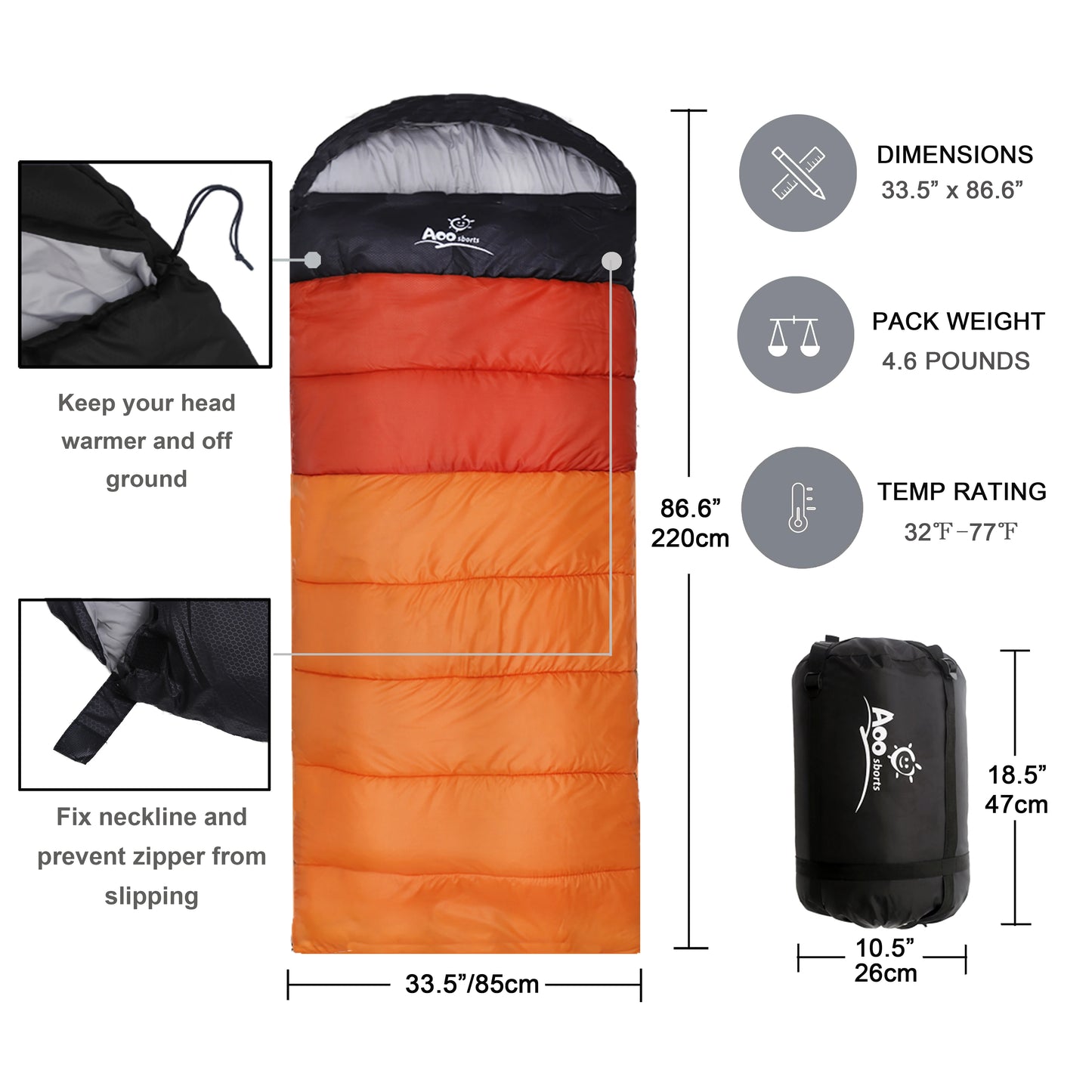 3-Season Cotton Envelope Sleeping Bag – OEM product image 2